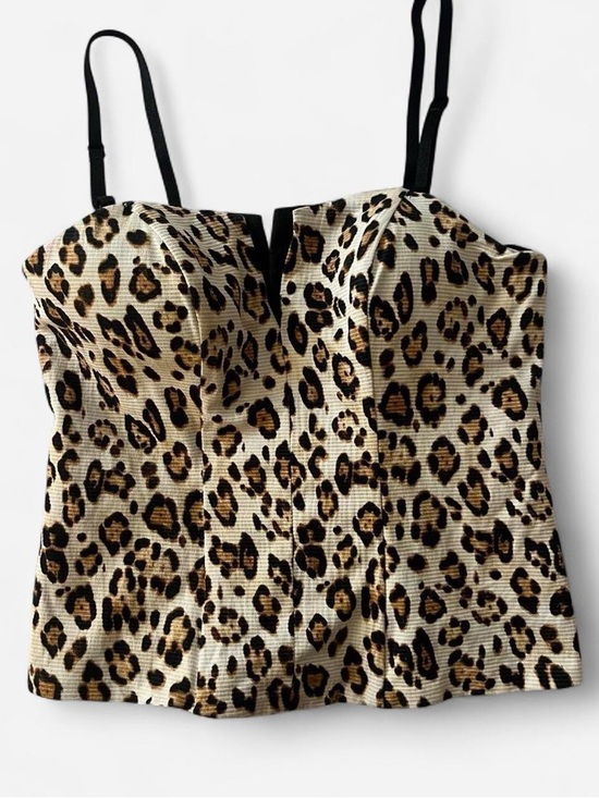 Guess Tops - Guess Leopard-Print Bustier Cami with Black Straps